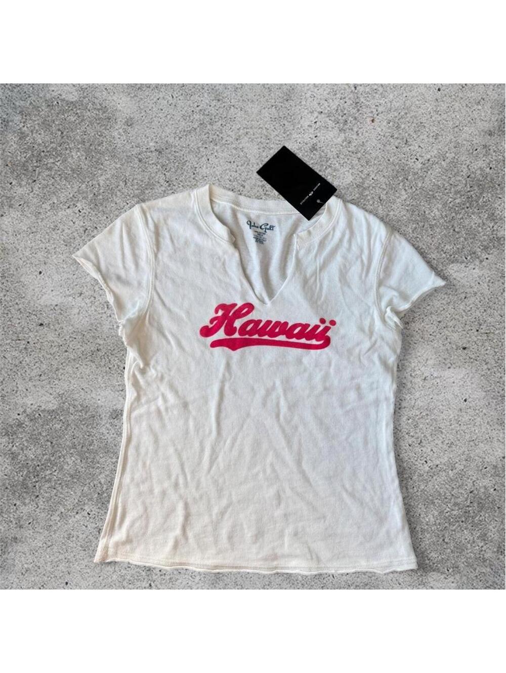 Brandy Melville Hawaii white and pink top